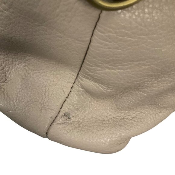 Leather shoulder  Bag With Adjustable Strap & Multiple Compartments Beige - Picture 8 of 9